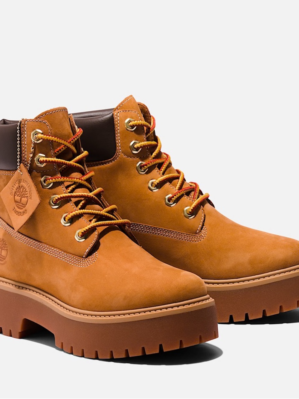 Timberland Women's Tan Nubuck Lace-Up Platform Boots